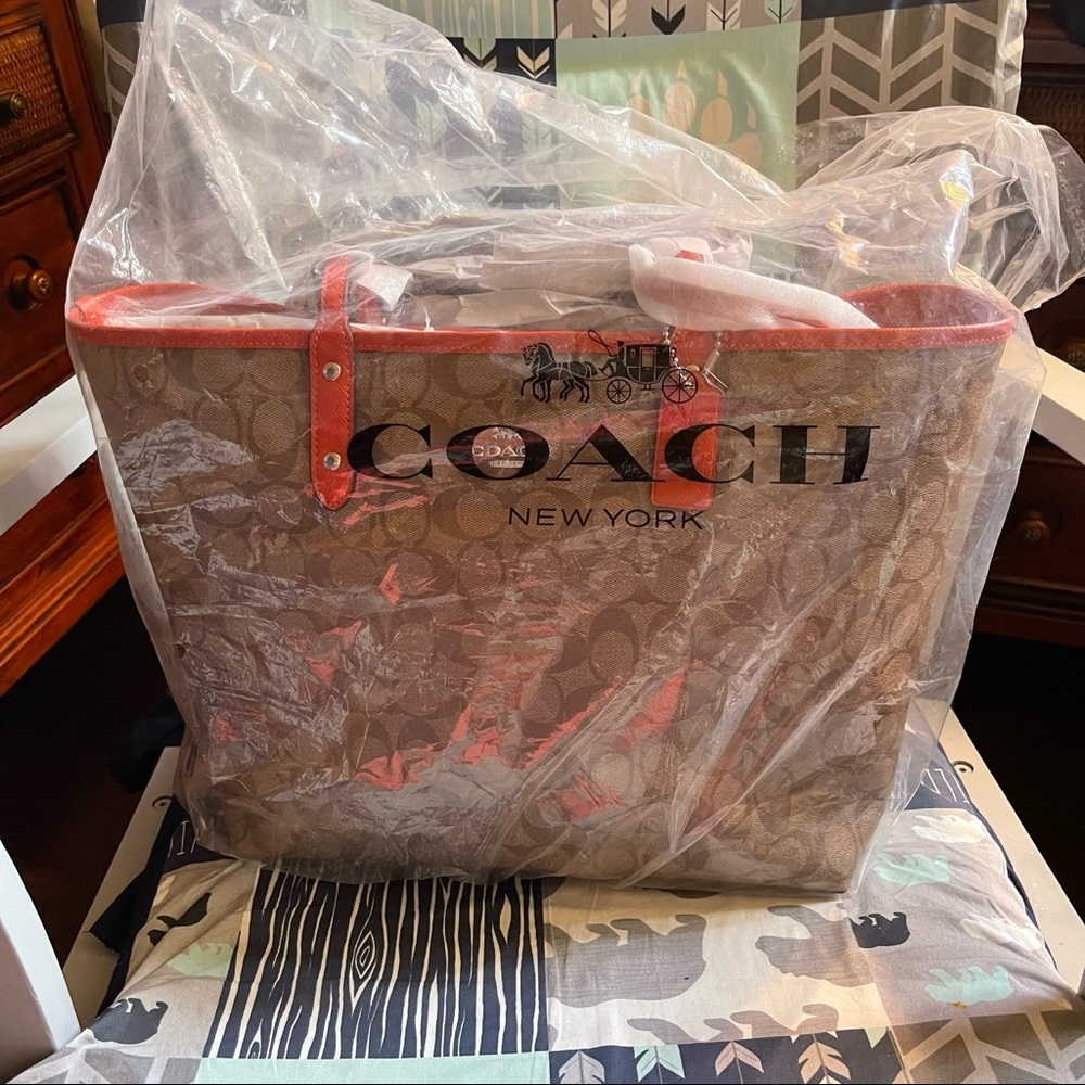 RARE! Orange Coach Reversible City Tote! New in bag with tags!